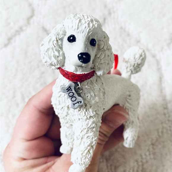 Adorable set of 2 white Poodle Doggy Christmas Ornaments - Picture 5 of 8